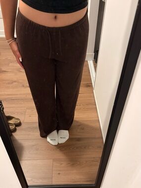 Zara Dark Brown Wide-Leg Lounge Pants